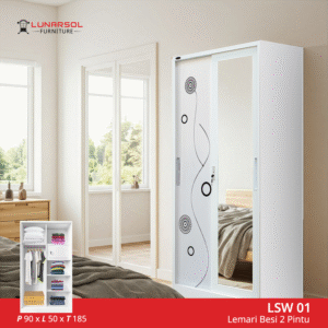 Lemari Besi 2 Pintu | Lemari Pakaian Ukuran 90 cm – Lunarsol