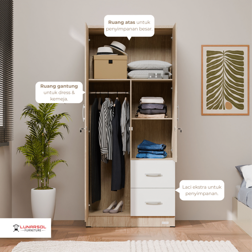 Lemari 2 pintu minimalis LPT-028