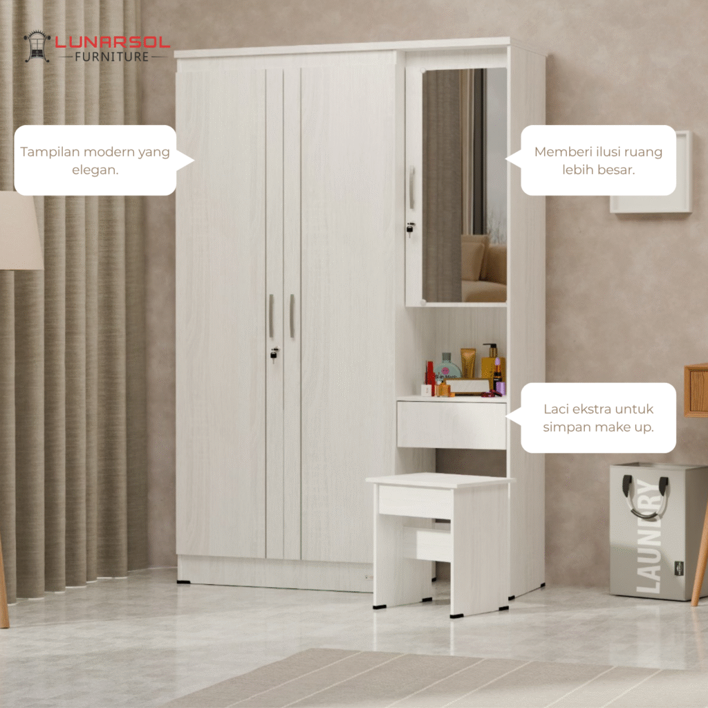 Lemari Pakaian 3 Pintu Lunarsol LPT 311