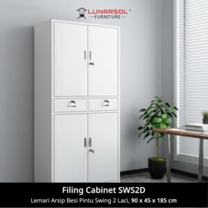 Lemari arsip besi 2 laci SWS2D, pintu solid swing, untuk penyimpanan arsip kantor.