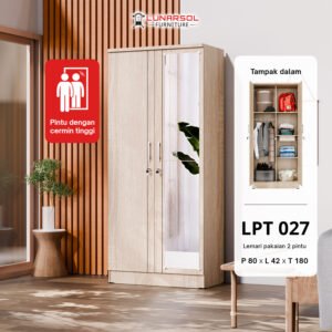 Lemari Pakaian 2 Pintu Cermin LPT 027