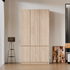 Lemari Pakaian Blockboard NOEL 3 Pintu Oak Muda