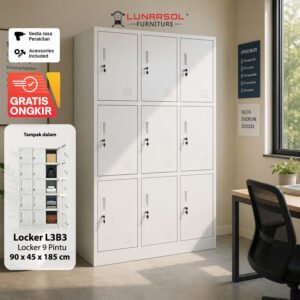 Locker Besi 9 Pintu LUNARSOL Minimalis Anti Karat