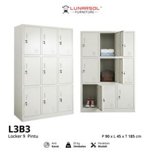 Locker Besi 9 Pintu LUNARSOL Minimalis Anti Karat