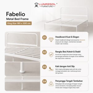 Ranjang Besi Minimalis King Size 180×200 Fabelio