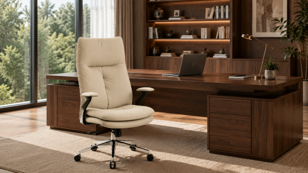 Executive chair premium dengan desain ergonomis untuk ruang direktur dan manajer.