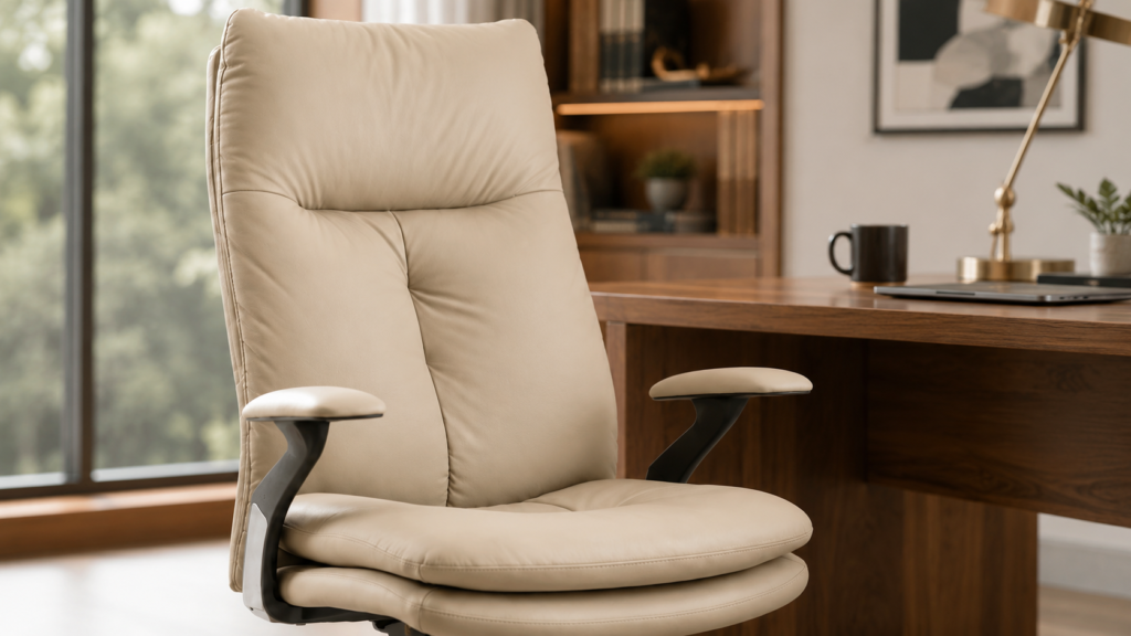 Executive office chair dengan material leather premium untuk ruang direksi.