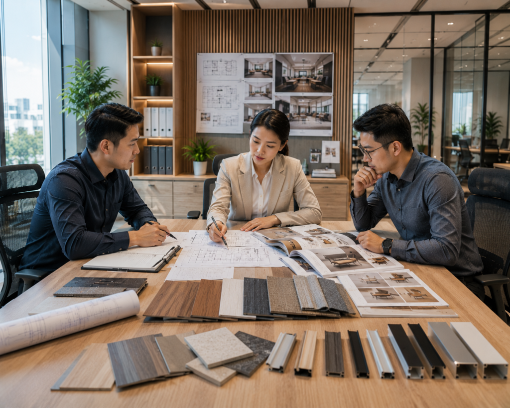 Tim procurement dan office manager merencanakan pengadaan office furniture berdasarkan kebutuhan perusahaan.