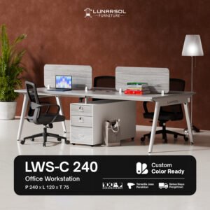 Meja Workstation dengan Laci Rangka Besi LWS-C 240