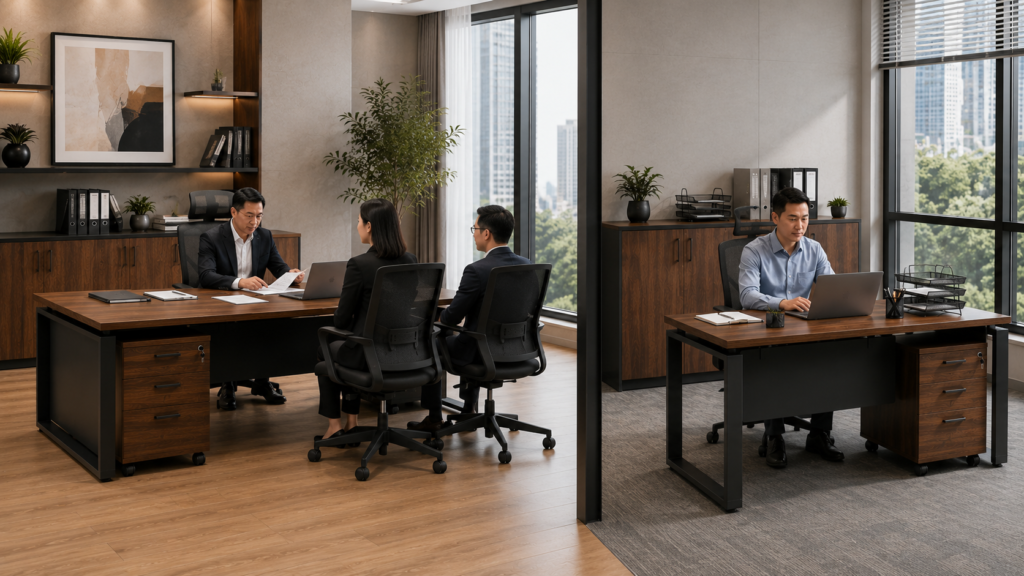 Perbedaan fungsi Executive Desk dan Manager Desk di kantor