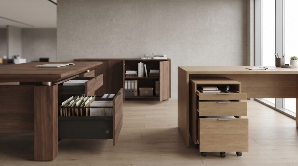 Perbedaan kapasitas penyimpanan Executive Desk dan Manager Desk
