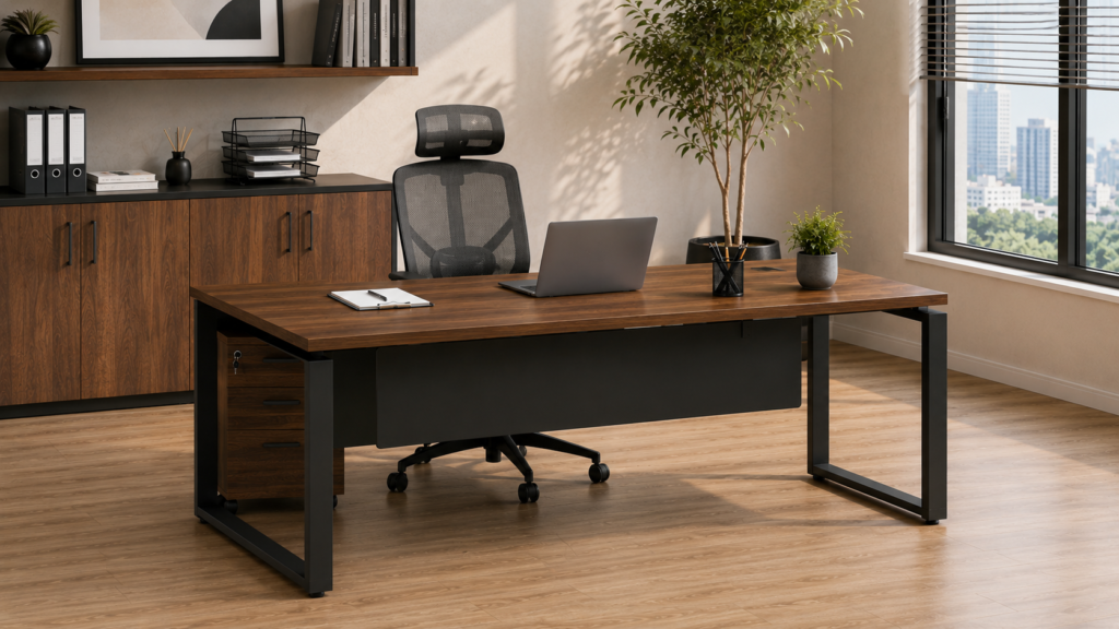 Manager Desk modern dan fungsional untuk ruang manager kantor