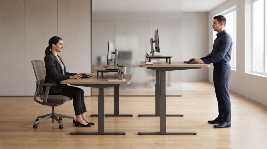 Perbandingan standing desk untuk posisi duduk dan berdiri