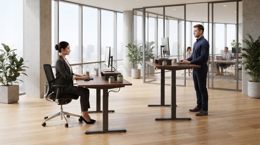 Standing desk mendukung variasi posisi duduk dan berdiri saat bekerja