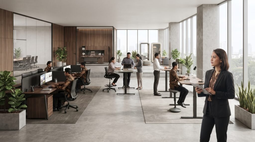 Strategi penggunaan standing desk dan furniture kantor sesuai kebutuhan perusahaan