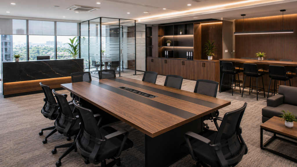 furniture custom selesai dan siap digunakan di kantor