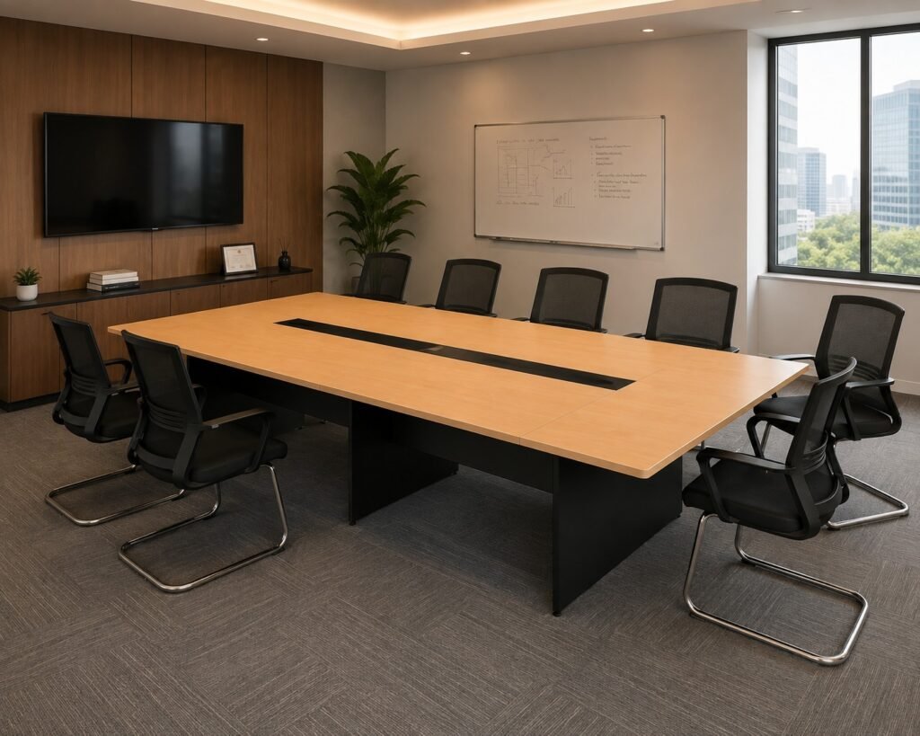 meja meeting custom 360 x 180 x 75 cm dengan 4 modul