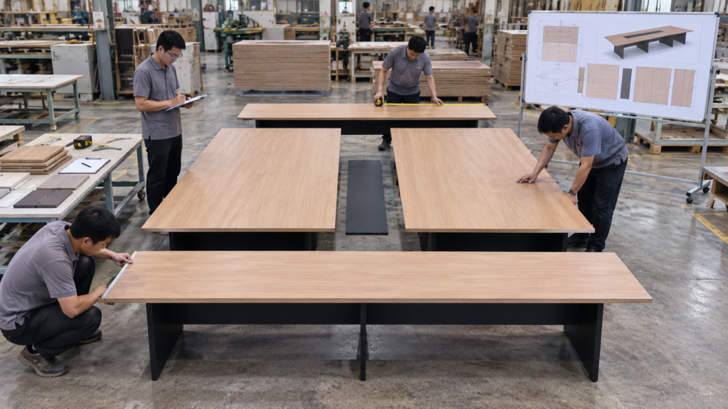 quality control empat modul meja meeting custom 360 cm