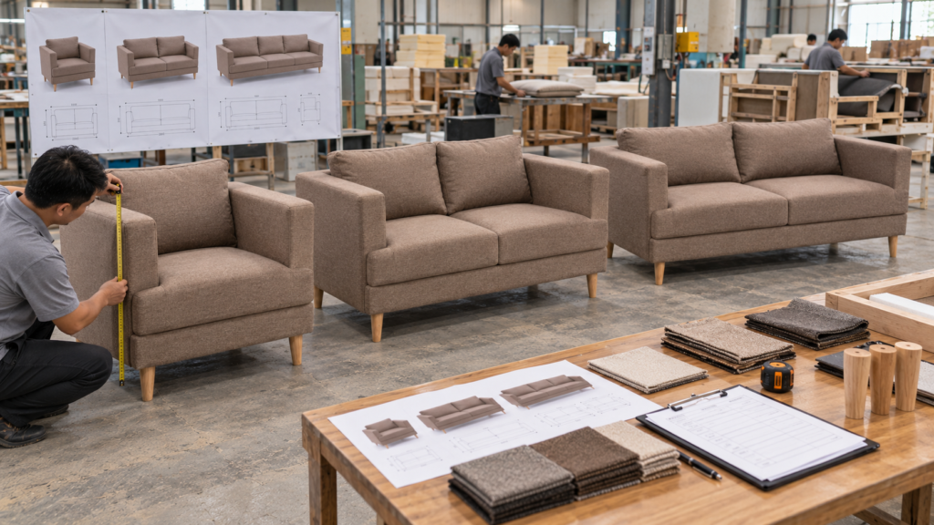 quality control set sofa 123 custom tiga ukuran