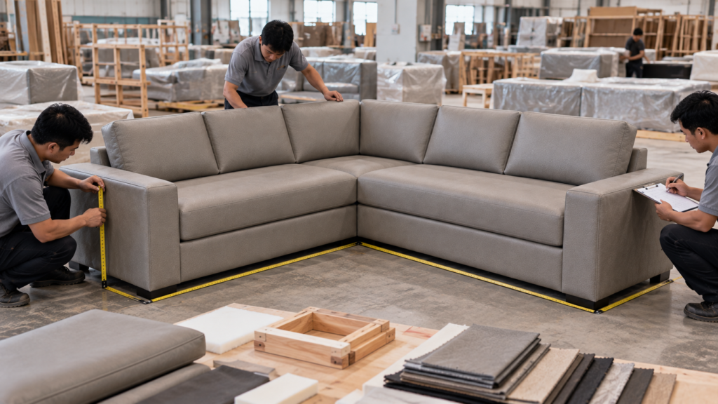 quality control sofa L custom 240 x 120 cm